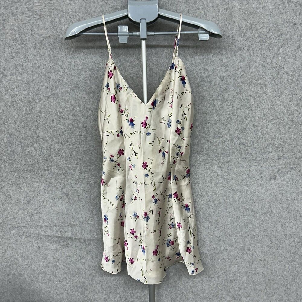 Frederick’s of Hollywood vintage satin floral slip dress Nightgown Size Small